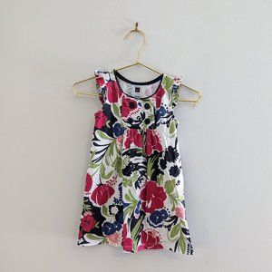 Tea Floral Girls Sleeveless Dress With Buttons Size 4